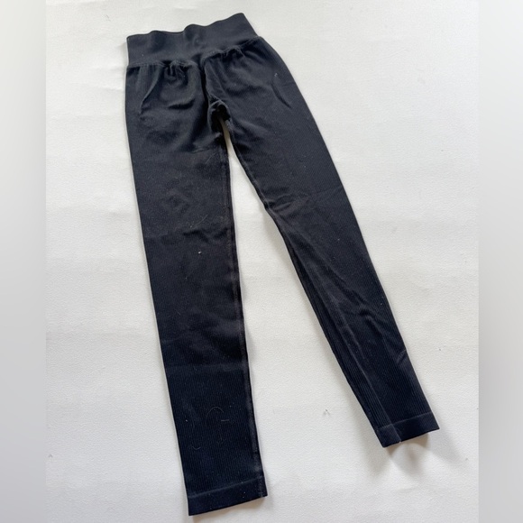 Young LA Size S Black Workout Ribbed Leggings - Picture 2 of 6